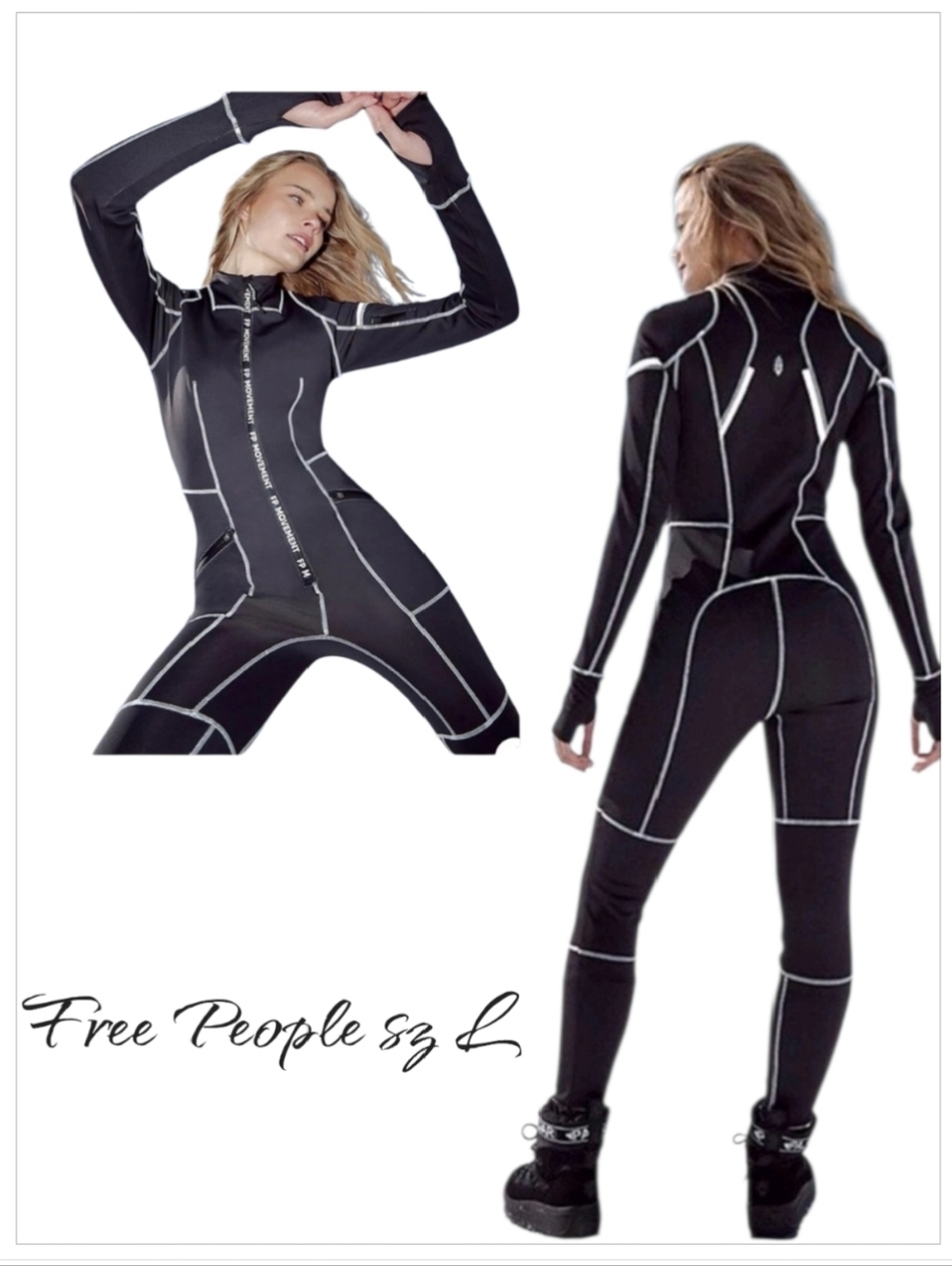 NWT FP MOVEMENT By Free People Waterproof Fitted Skiing Catsuit Jumpsuit sz L